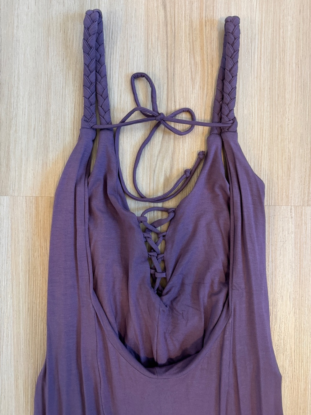 Omaya Spirit Purple Goddess Sacred Feminine Maxi Dress with Braided Straps - Picture 7 of 8